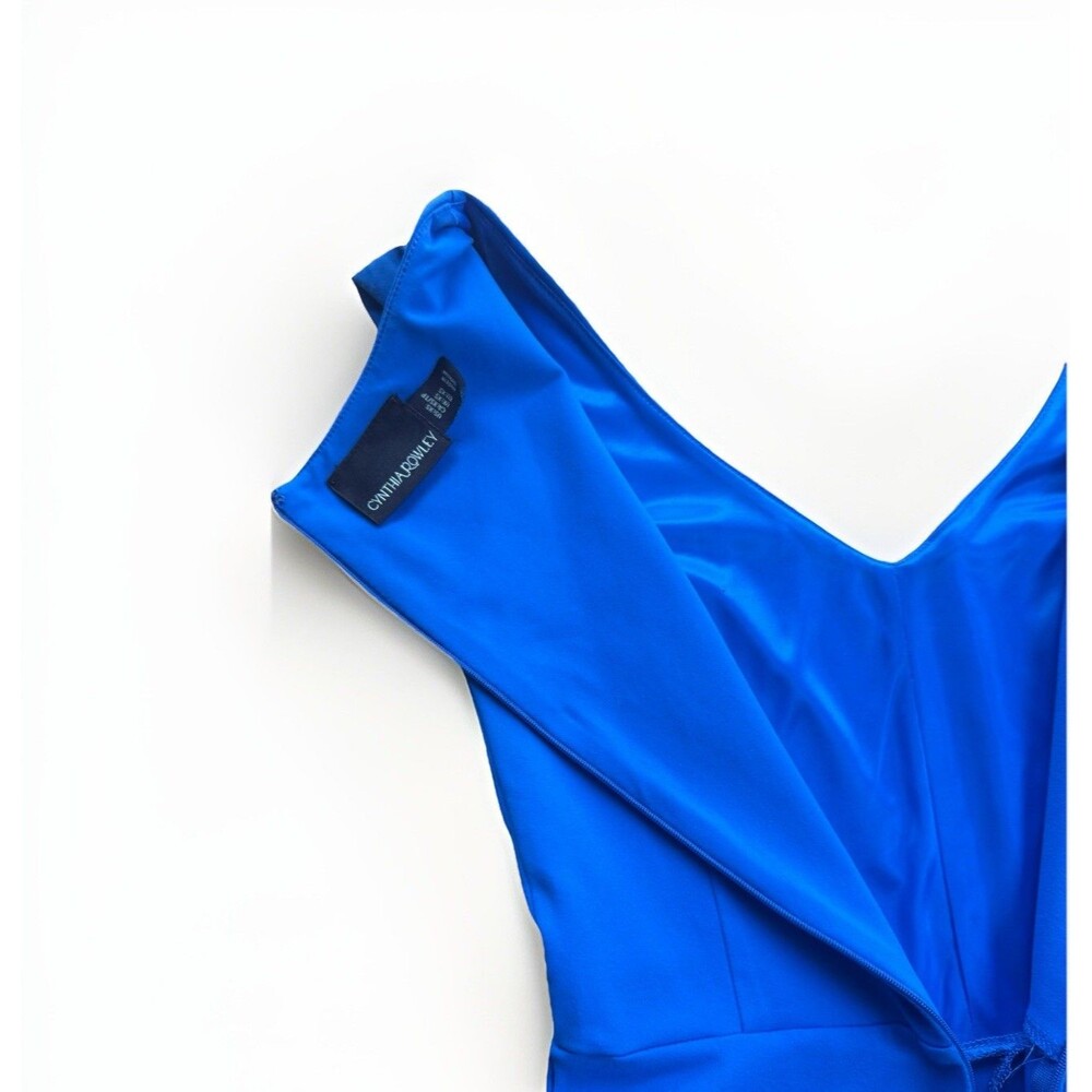 Cynthia Rowley Royal Blue Fit Flare Stretch Soft Dress V neck Sz XS Quiet Luxury - Picture 15 of 16
